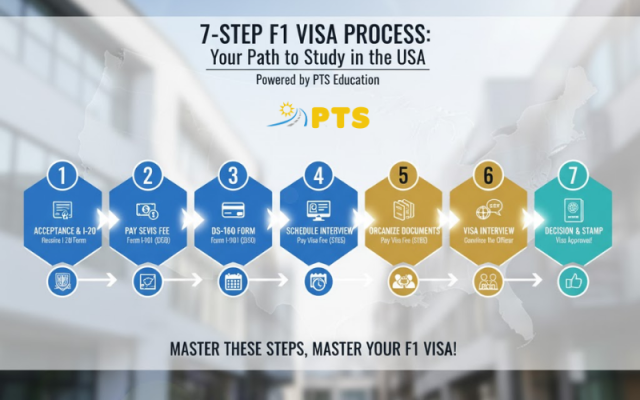 Quy trình 7 bước xin Visa Du học Mỹ F1 chuẩn bị cùng PTS Education