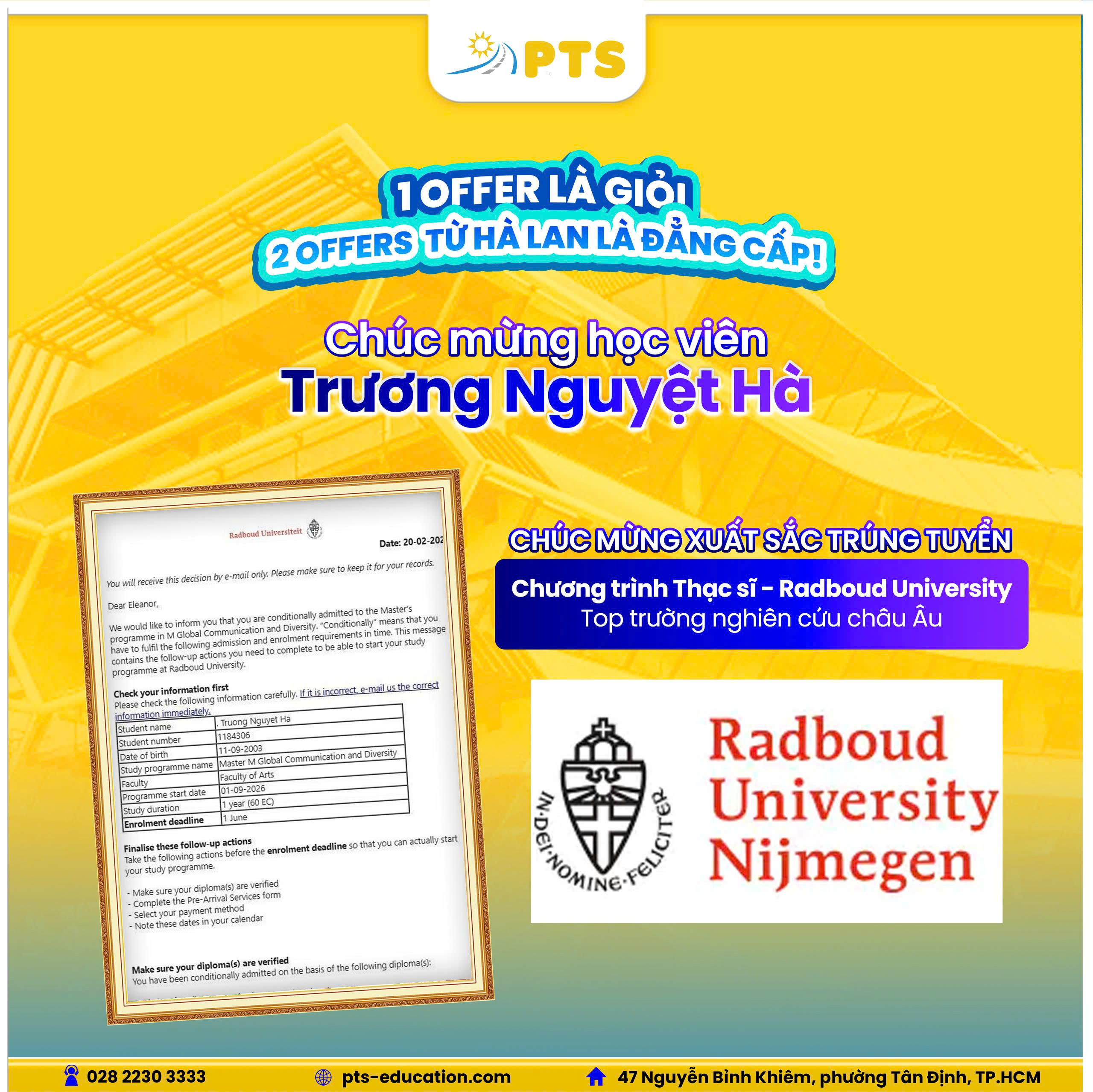 CHIẾN LƯỢC SĂN HỌC BỔNG THẠC SĨ HÀ LAN 2026 TỪ THỦ KHOA MONASH ĐẾN ĐẲNG CẤP 2 OFFER 2 Học bổng thac sĩ hà lan