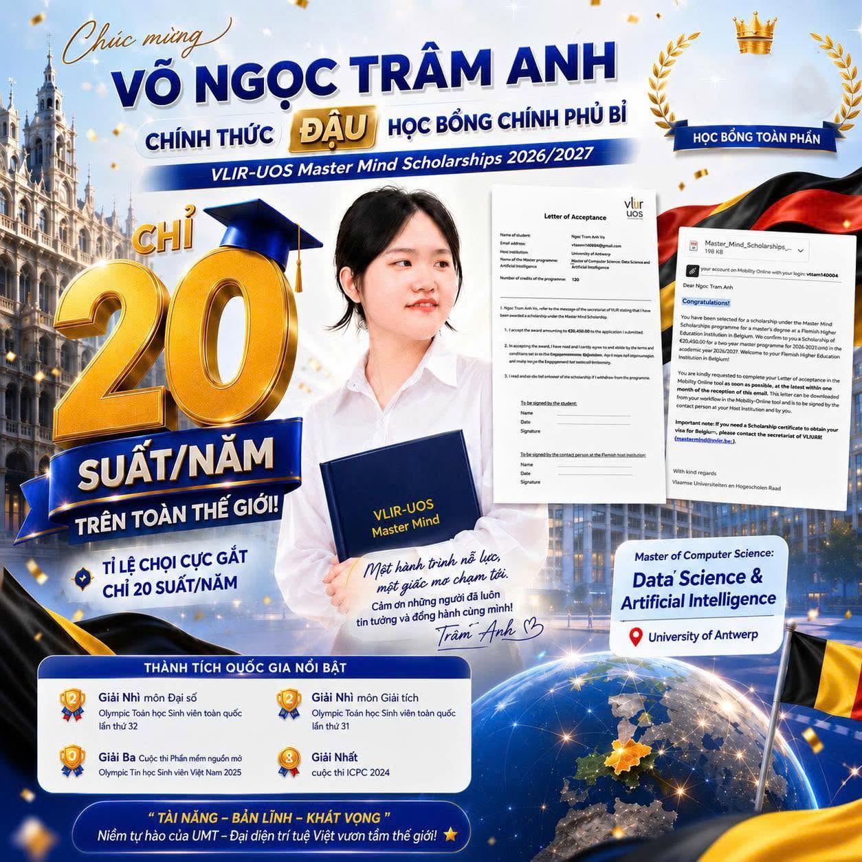 Top 4 Học Bổng Bỉ Đắt Giá Nhất 2027: Lộ Trình Săn Học Bổng Toàn Phần 2 Học Viên PTS đạt được Học Bổng Master Mind
